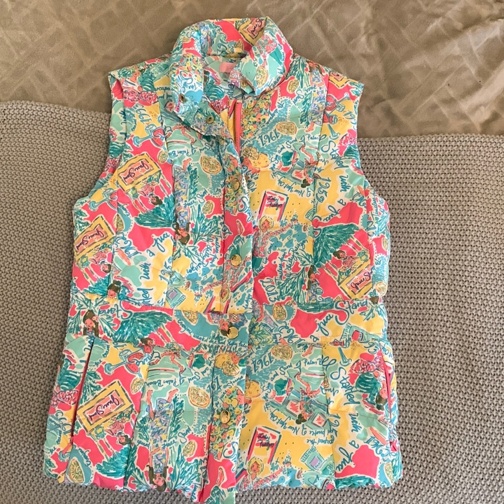 Lily Pulitzer XS ‘in the beginning’ pattern puffer vest